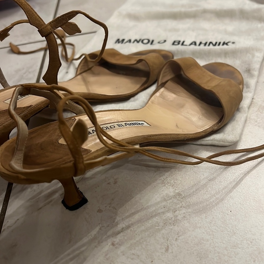 Manolo Blahnik real Suede leather Sandals - Lace Up … with dust bag
